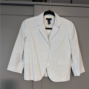 J. Crew Shrunken Fit Blue and White Striped Blazer